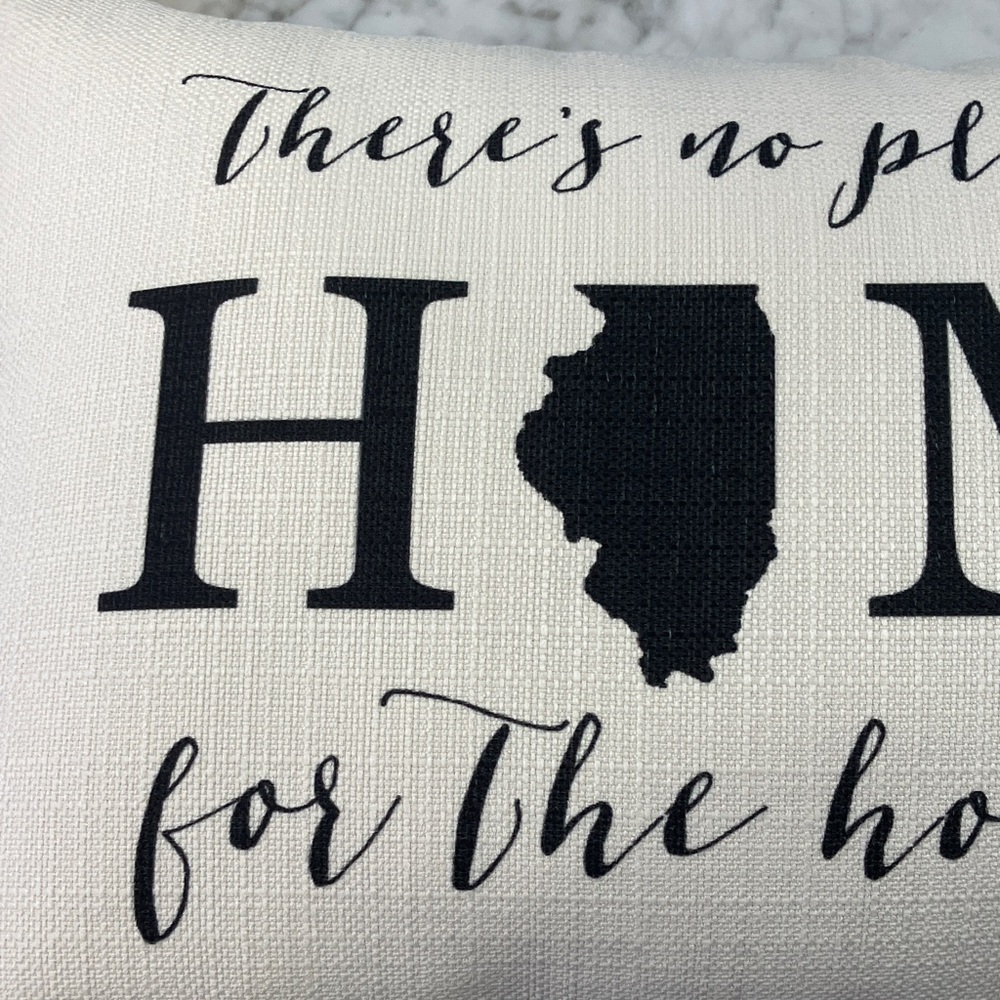 Illinois Home for the Holidays Decorative Pillow - Cream and Black 19in x 13 in - Picture 8 of 11